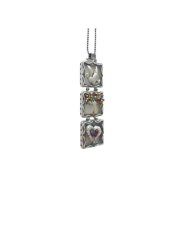 Fabuleux pendentif en forme de mobile en argent, collier familial en argent sterling