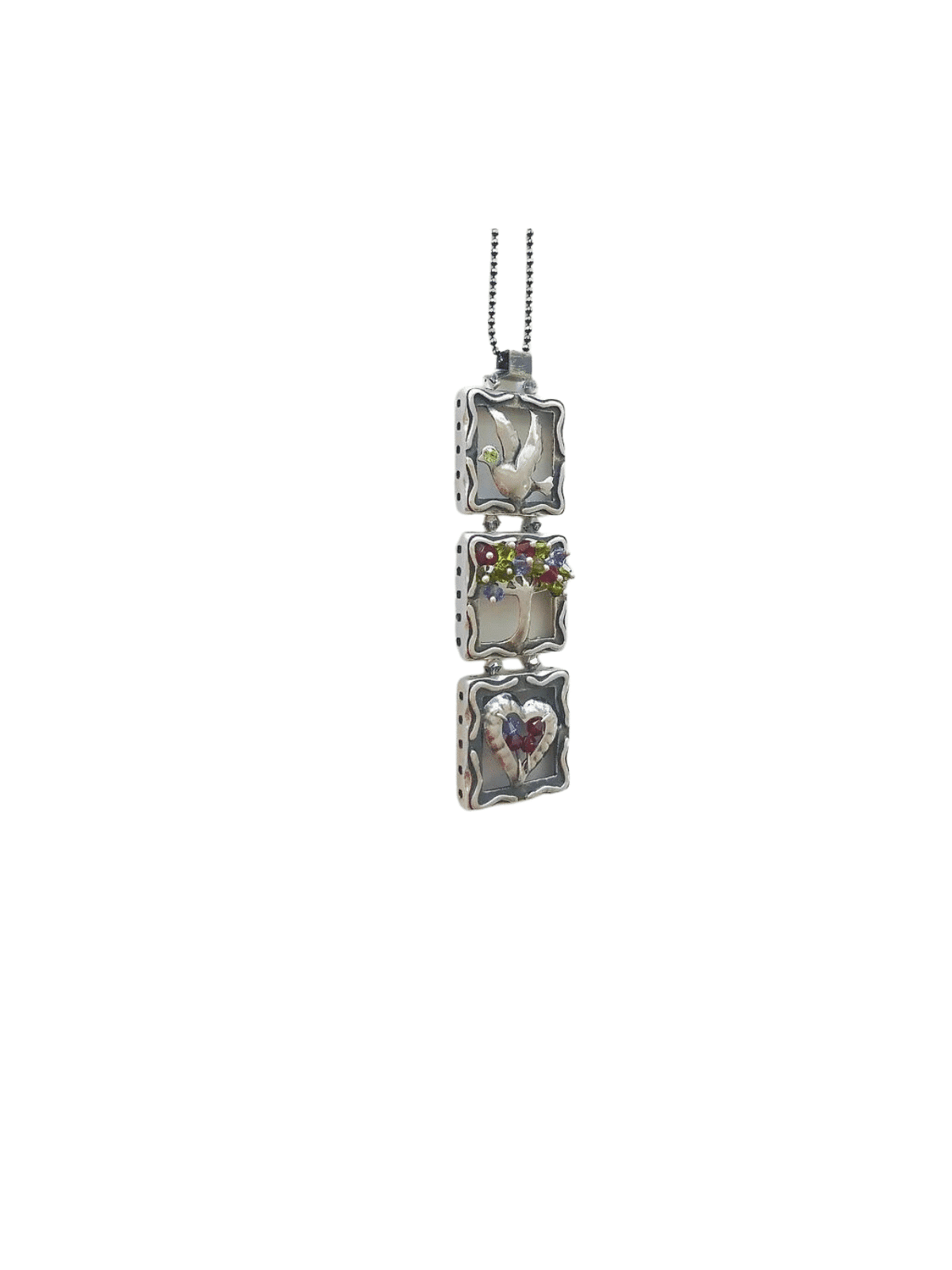 Fabuleux pendentif en forme de mobile en argent, collier familial en argent sterling