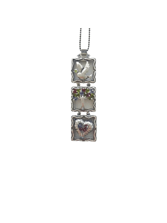Fabuleux pendentif en forme de mobile en argent, collier familial en argent sterling