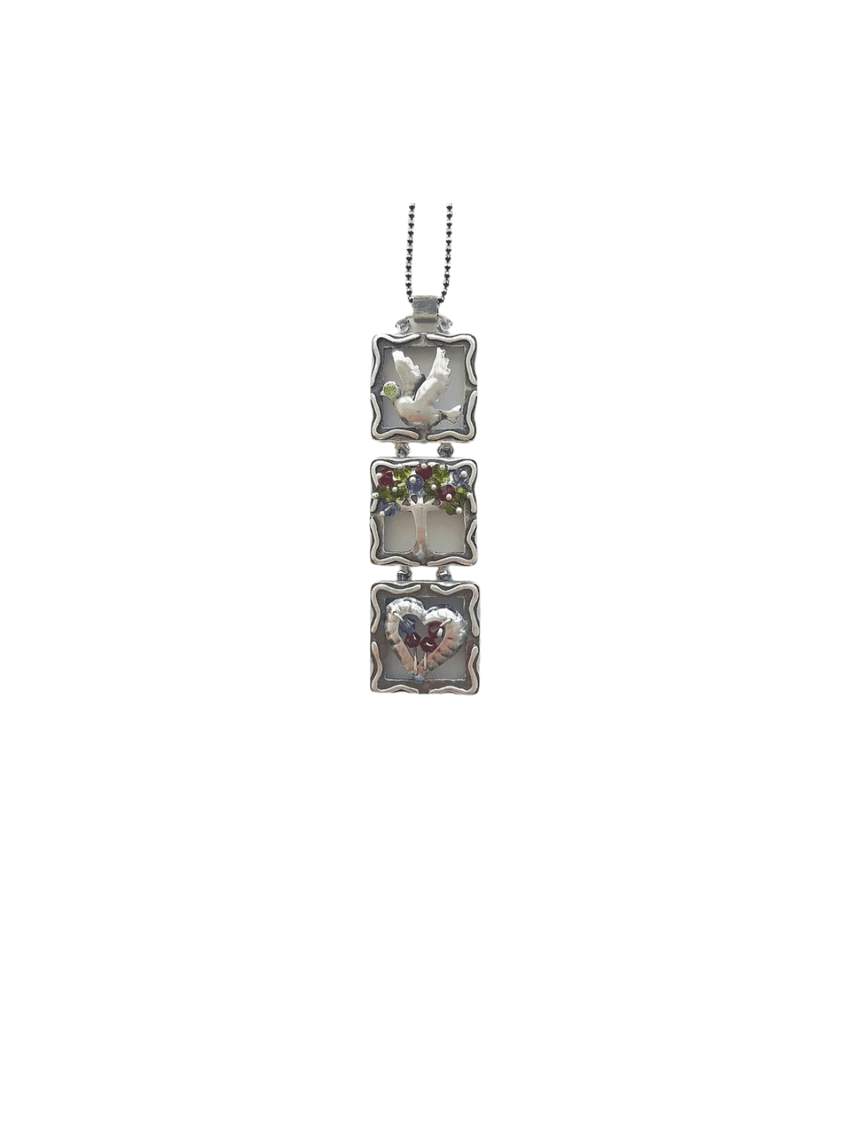 Fabulous Silver Mobile-Shaped Pendant , Sterling Silver Family Necklac