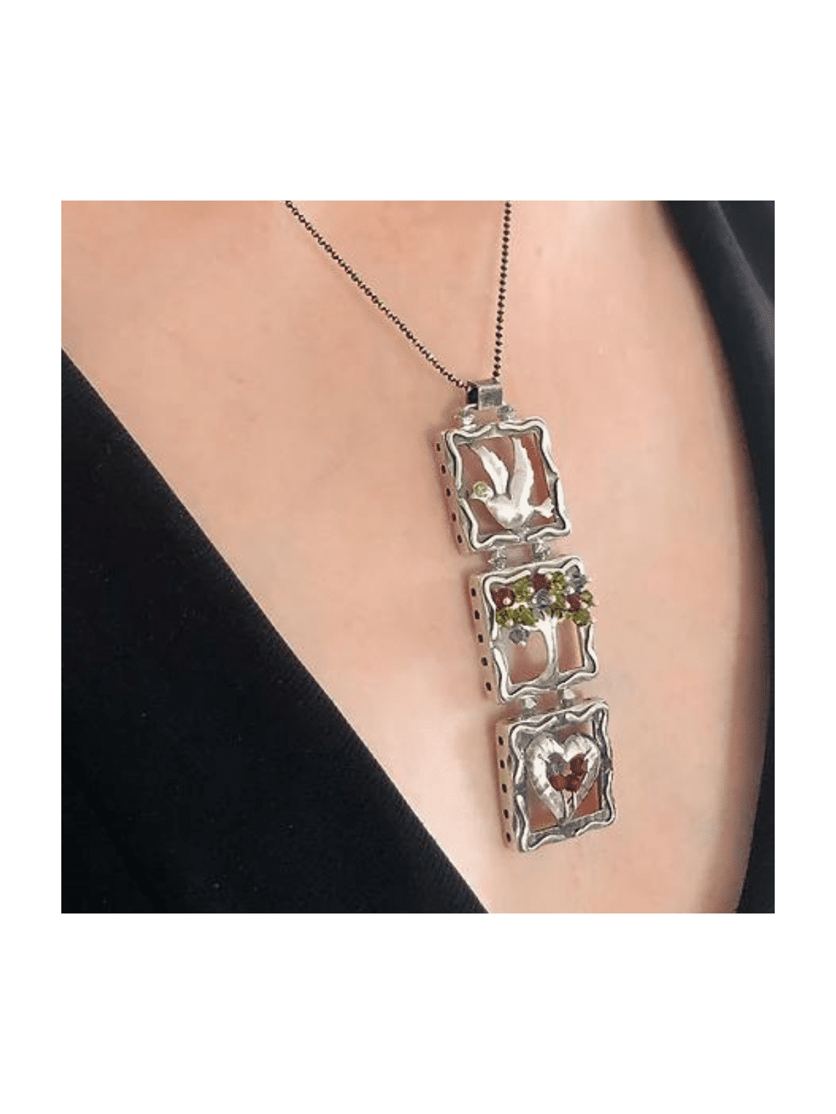 Fabulous Silver Mobile-Shaped Pendant , Sterling Silver Family Necklac