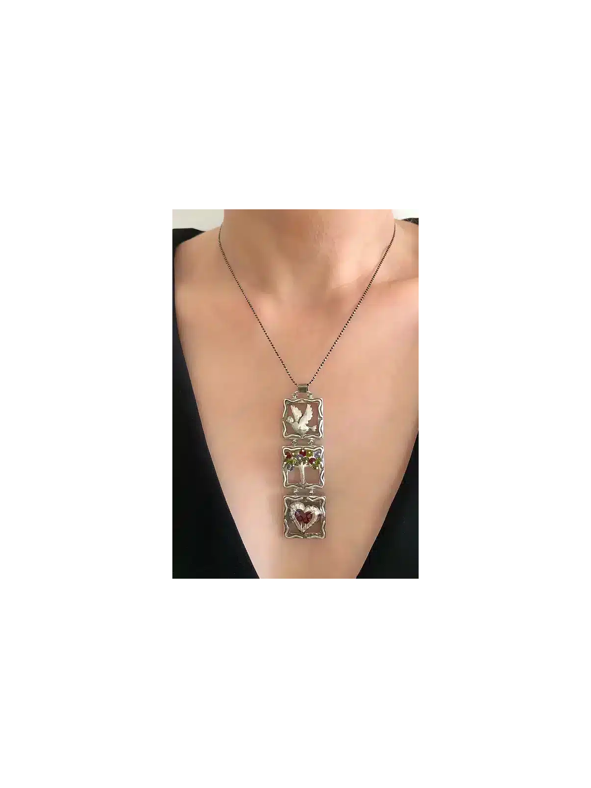 Fabulous Silver Mobile-Shaped Pendant , Sterling Silver Family Necklac