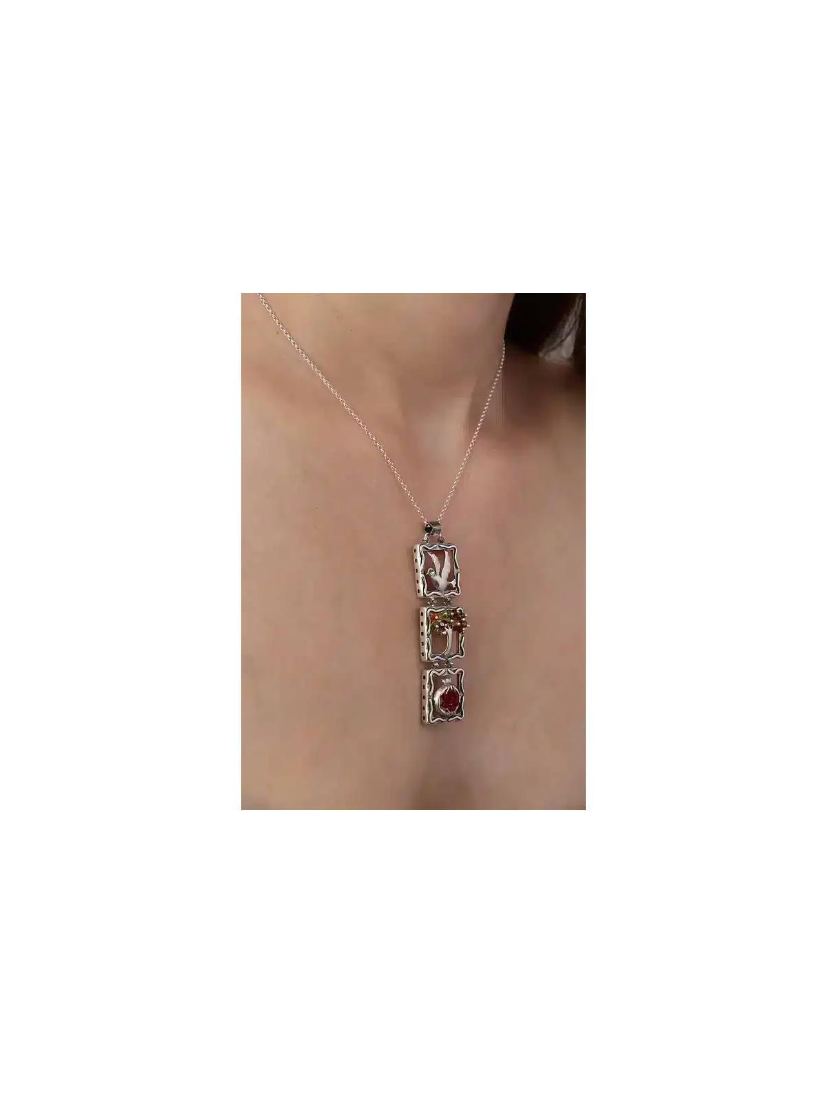 Formidable pendentif de déclaration en argent sterling 925, famille en argent sterling