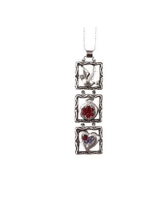 Heart and Dove Mobile-Shaped Pendant , Sterling Silver Family Necklace