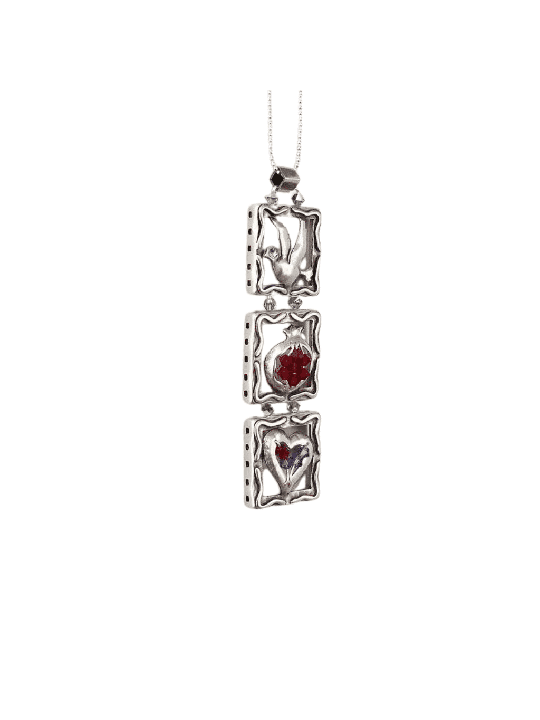 Pendentif en forme de mobile coeur et colombe, collier familial en argent sterling