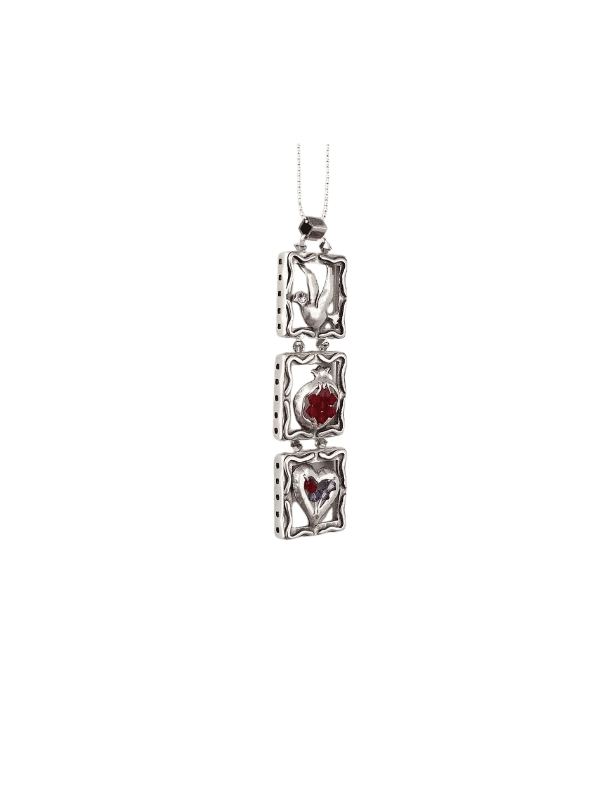 Pendentif en forme de mobile coeur et colombe, collier familial en argent sterling
