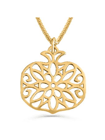 Gold Necklace with Pomegranate Pendant , Jewish Wedding Gifts , Israel