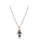 Minuscule pendentif Hamsa en or 14 carats avec couleur émail bleu, filigrane juif J