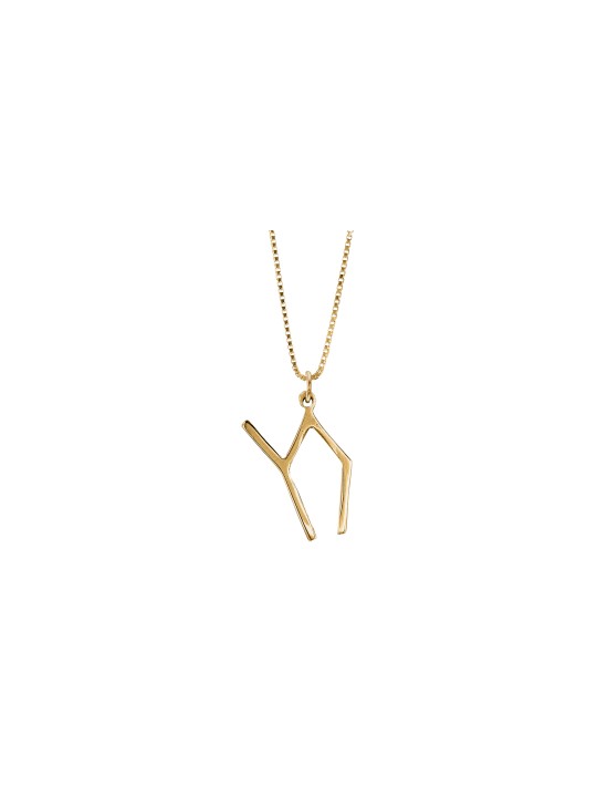 Chai en or jaune 14 carats en forme de maison géométrique moderne, cadeaux Tu B'Av, I