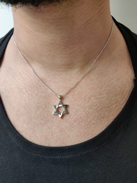Fashionable Star of David White Gold Necklace , Tu B'Av Gifts , Israel