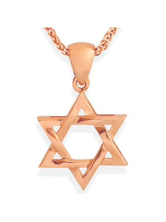 Pendentif Magen David tissé en or rose 14 carats de taille moyenne N, étoile de David juif