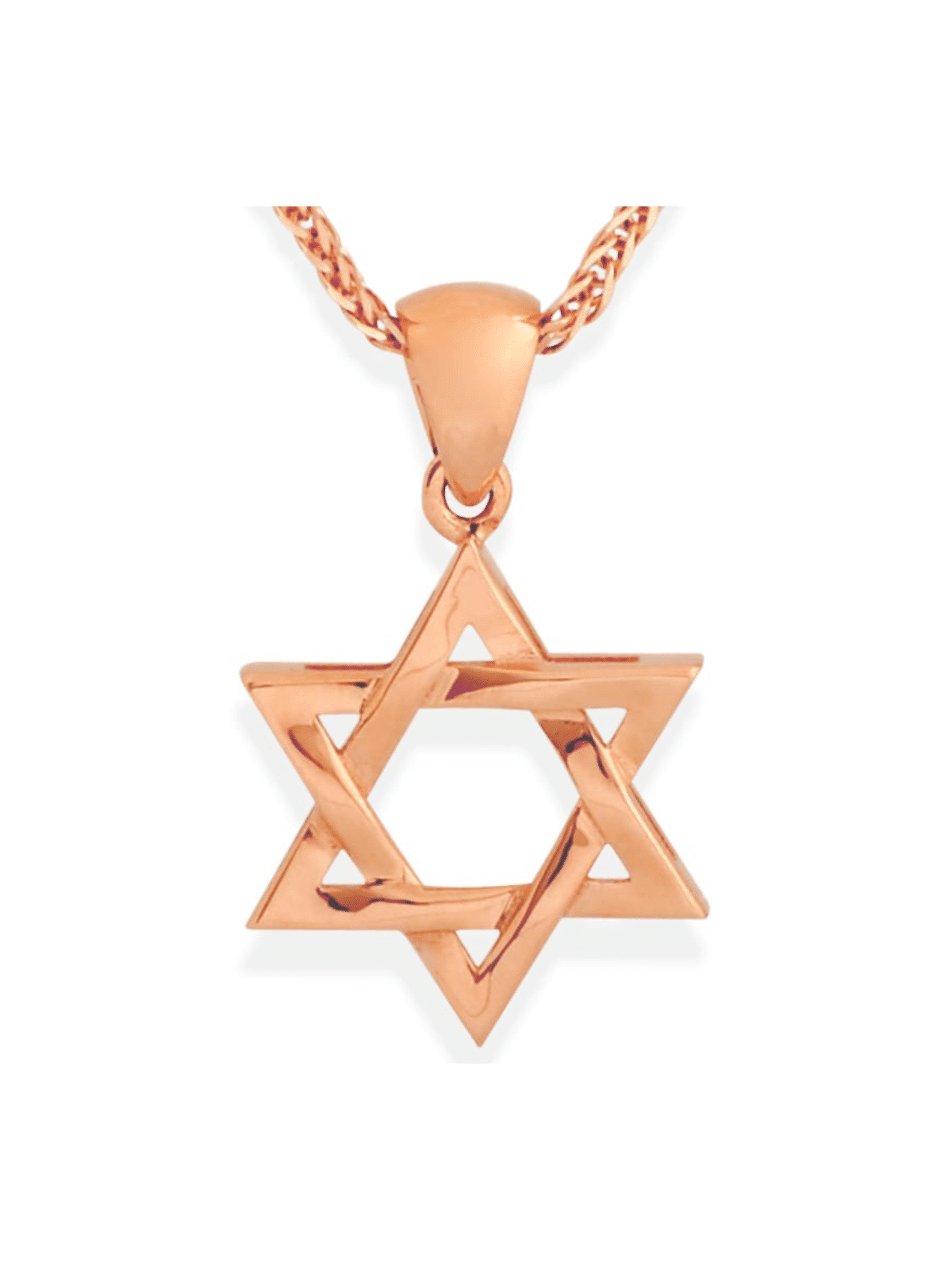 גודל בינוני 14K רוז זהב ארוג תליון מגן דוד N , יהודי מגן דוד