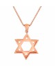 גודל בינוני 14K רוז זהב ארוג תליון מגן דוד N , יהודי מגן דוד