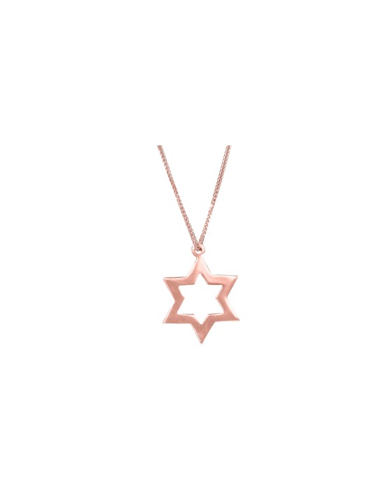 Modern & Unique Hollow 14K White Gold Star of Davi , Tu B'Av Gifts , I