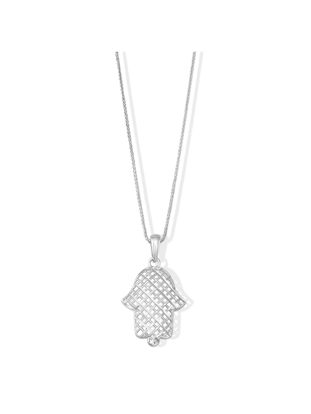 Collier Chai Hamsa en filigrane ouvert en or de grande taille 14 carats, filigrane juif J