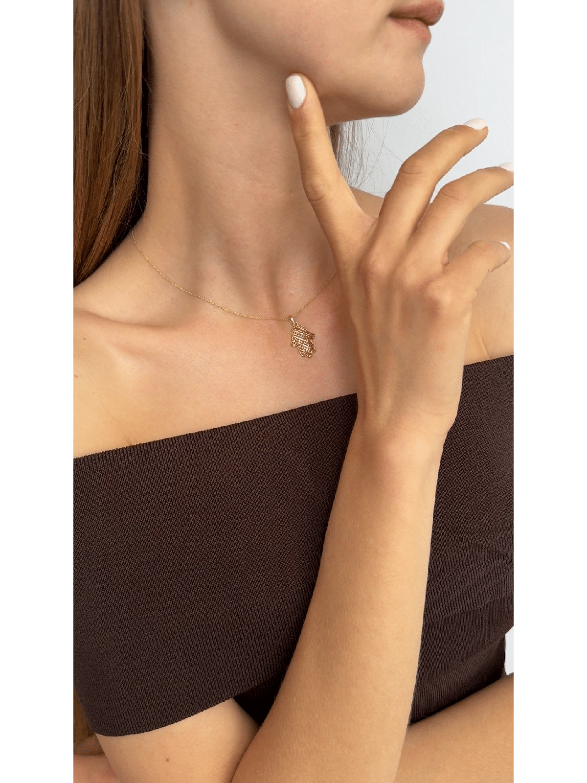 גודל גדול 14 קראט זהב פתוח פיליגרן חי חמסה שרשרת , פיליגרן יהודי J