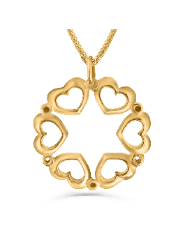 Collier étoile de David en or 14 carats avec cadre cœurs, cadeau de mariage juif