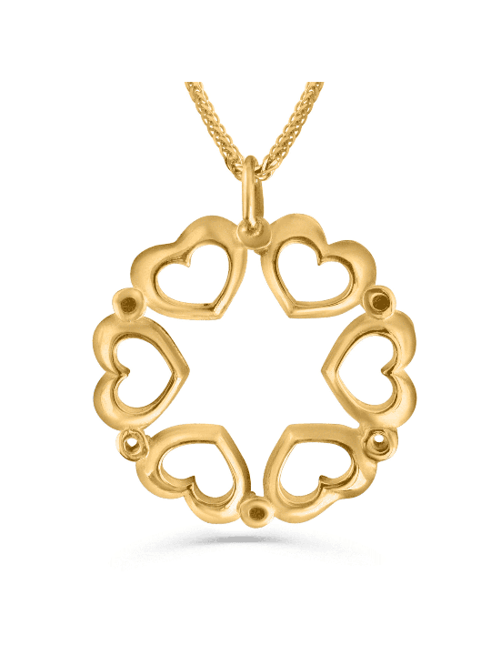 14K Gold Star of David Necklace with Hearts Frame , Jewish Wedding Gif
