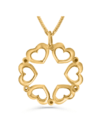 14K Gold Star of David Necklace with Hearts Frame , Jewish Wedding Gif