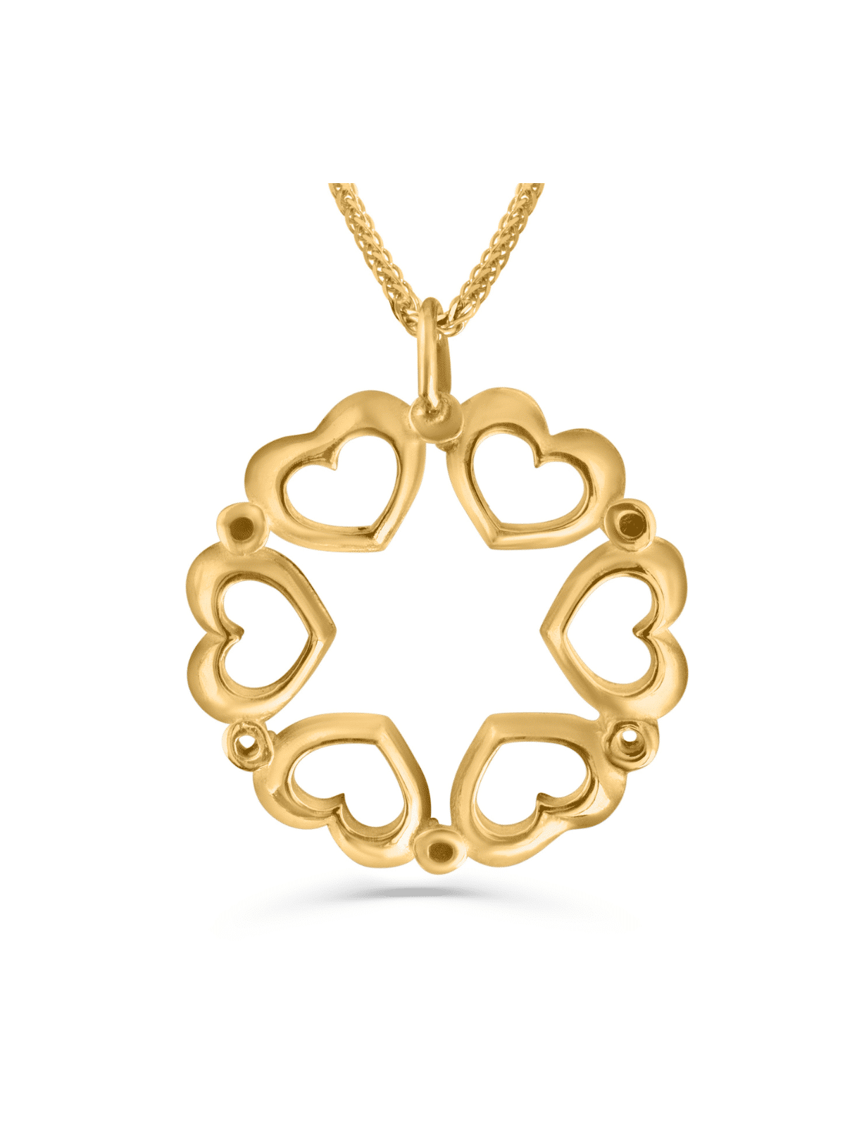 Collier étoile de David en or 14 carats avec cadre cœurs, cadeau de mariage juif