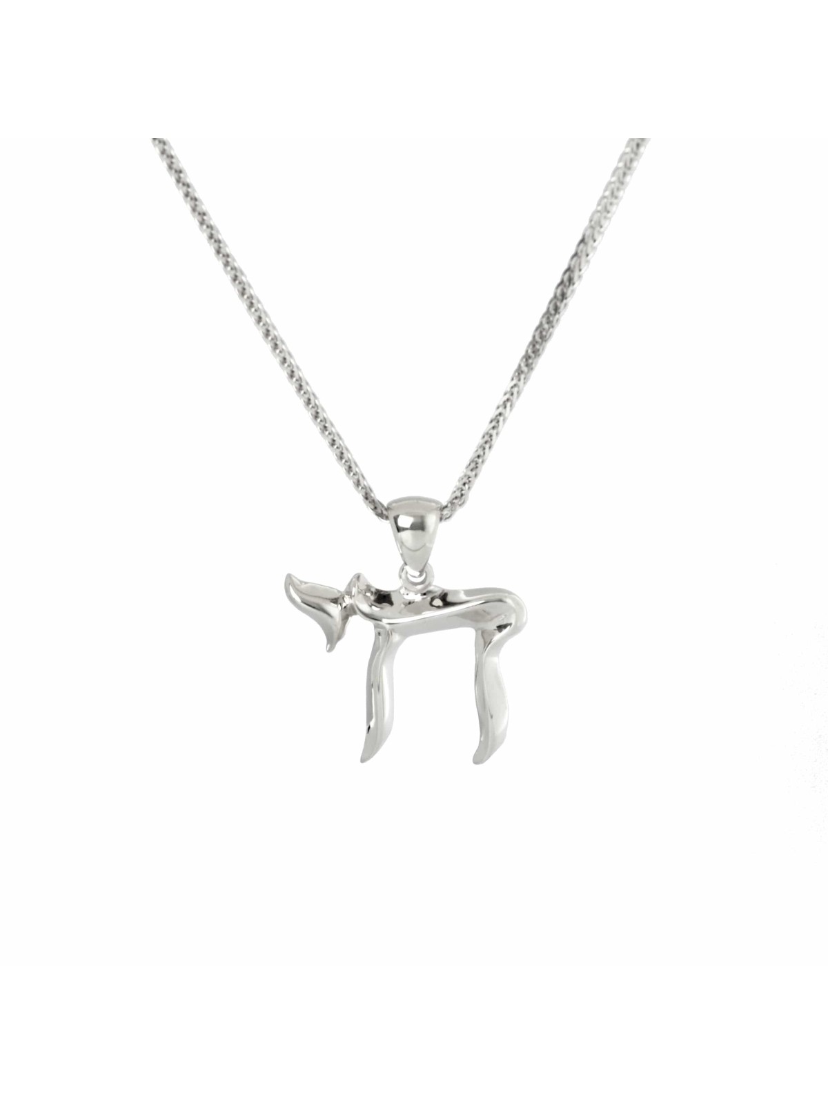 14K White Gold Chai pendant , Tu B'Av Gifts , Israeli Judaica
