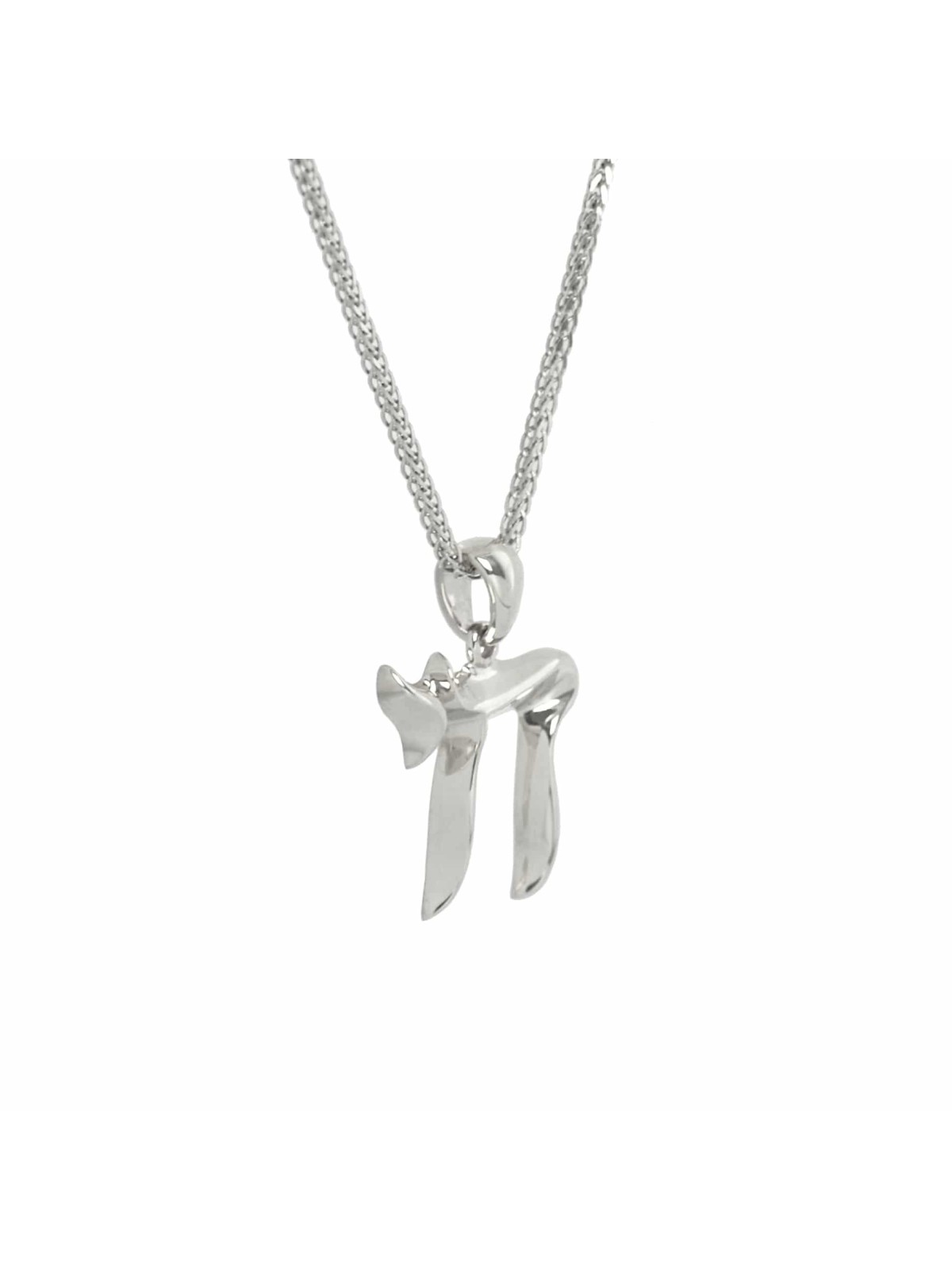 14K White Gold Chai pendant , Tu B'Av Gifts , Israeli Judaica