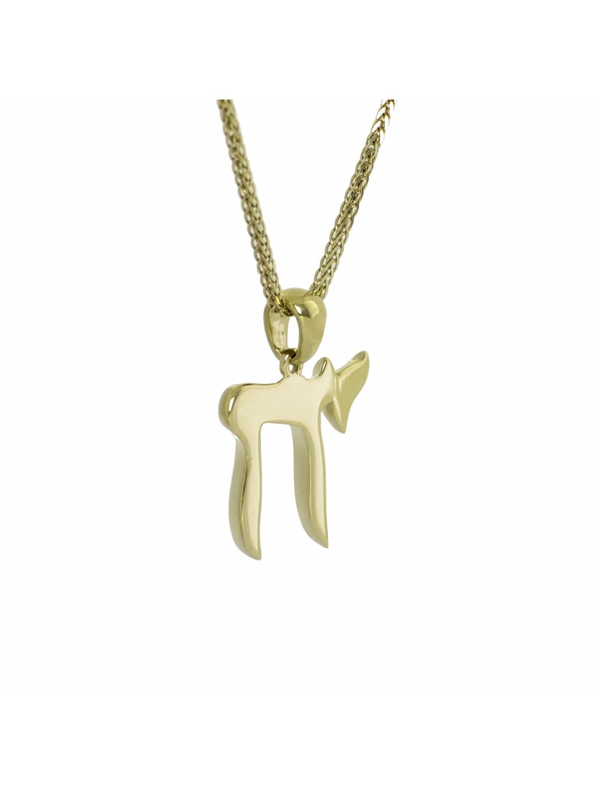 Pendentif Chai classique en or jaune, cadeaux Tu B'Av, Judaica israélien