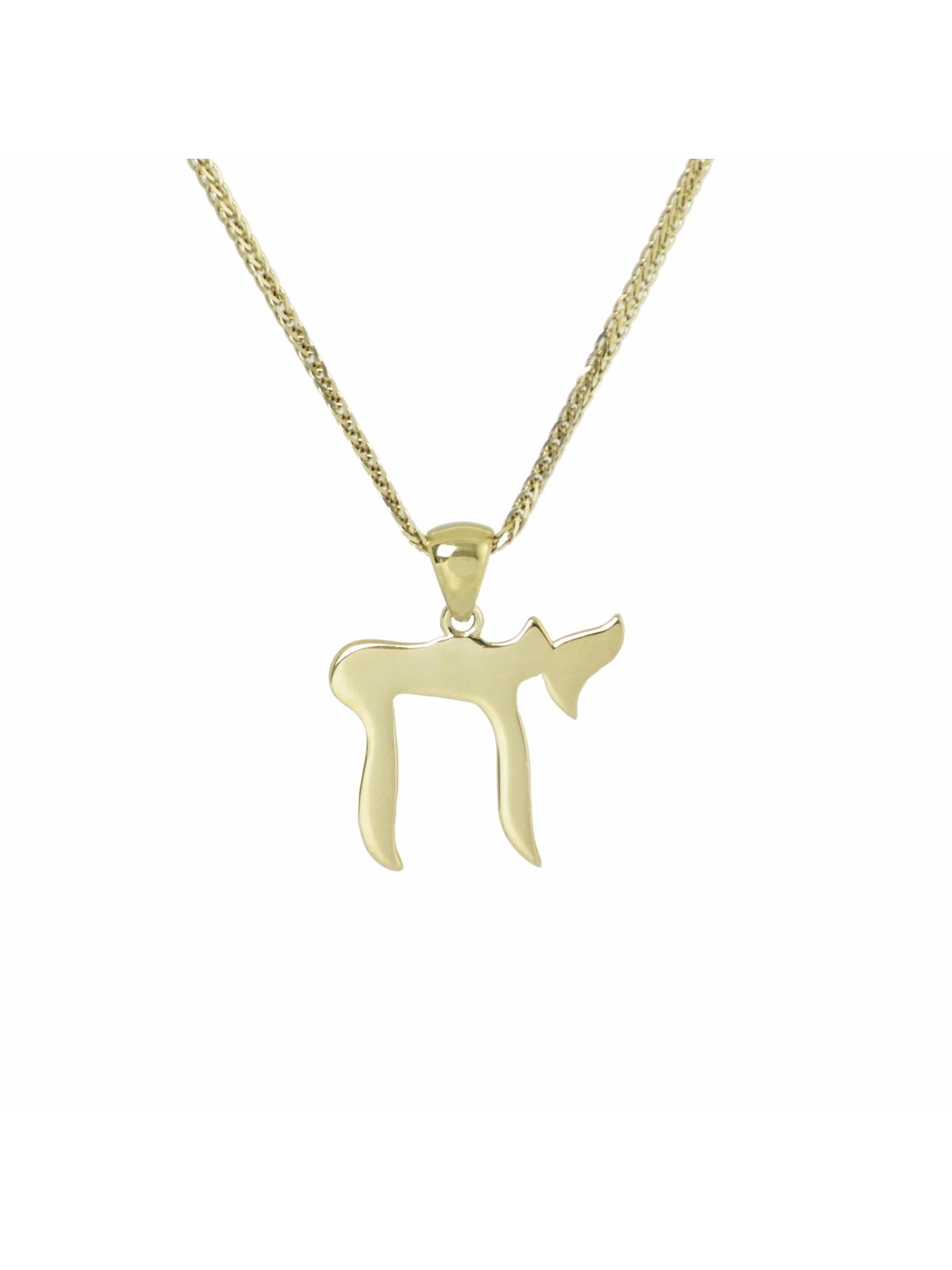 Yellow Gold Classic Chai Pendant , Tu B'Av Gifts , Israeli Judaica