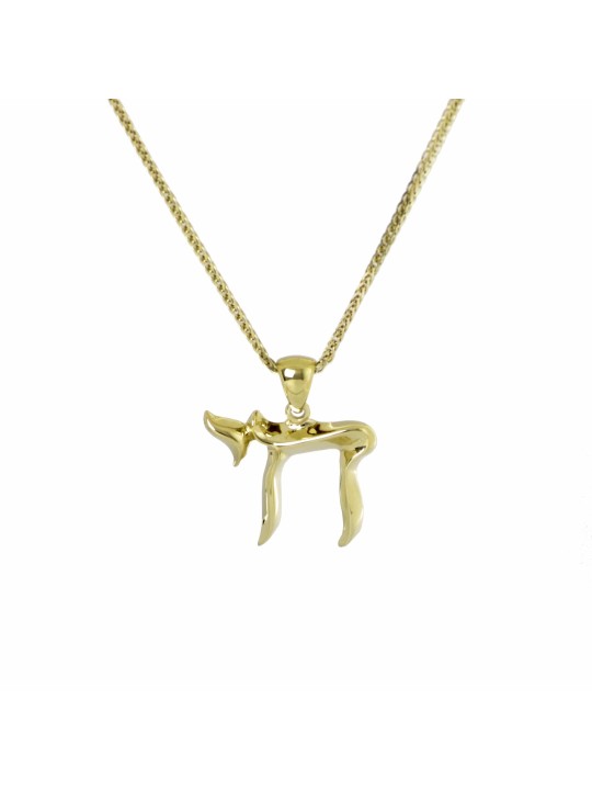 Pendentif Chai classique en or jaune, cadeaux Tu B'Av, Judaica israélien