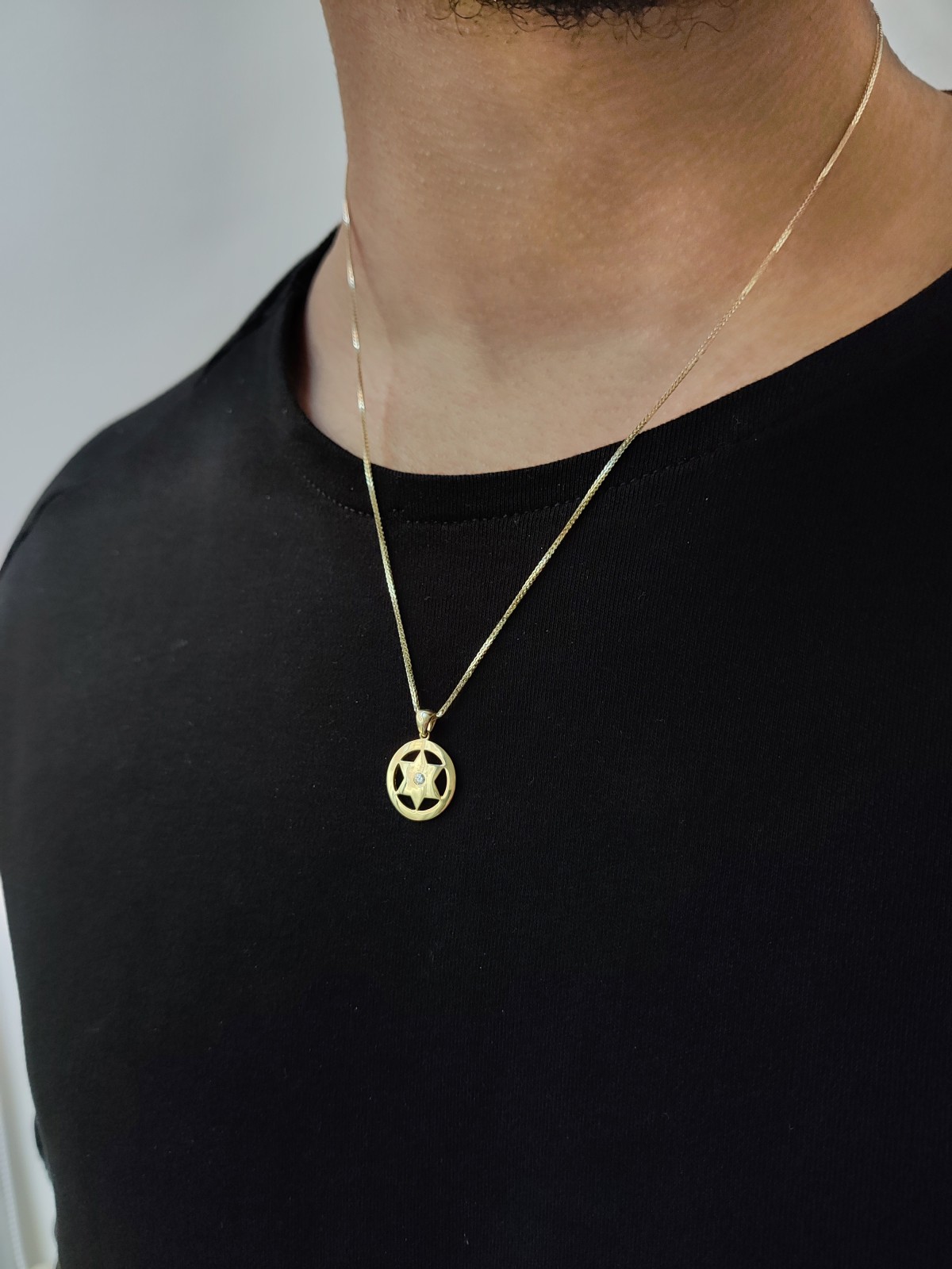 Magen David Necklace made of White Gold with Diamo , Tu B'Av Gifts , I