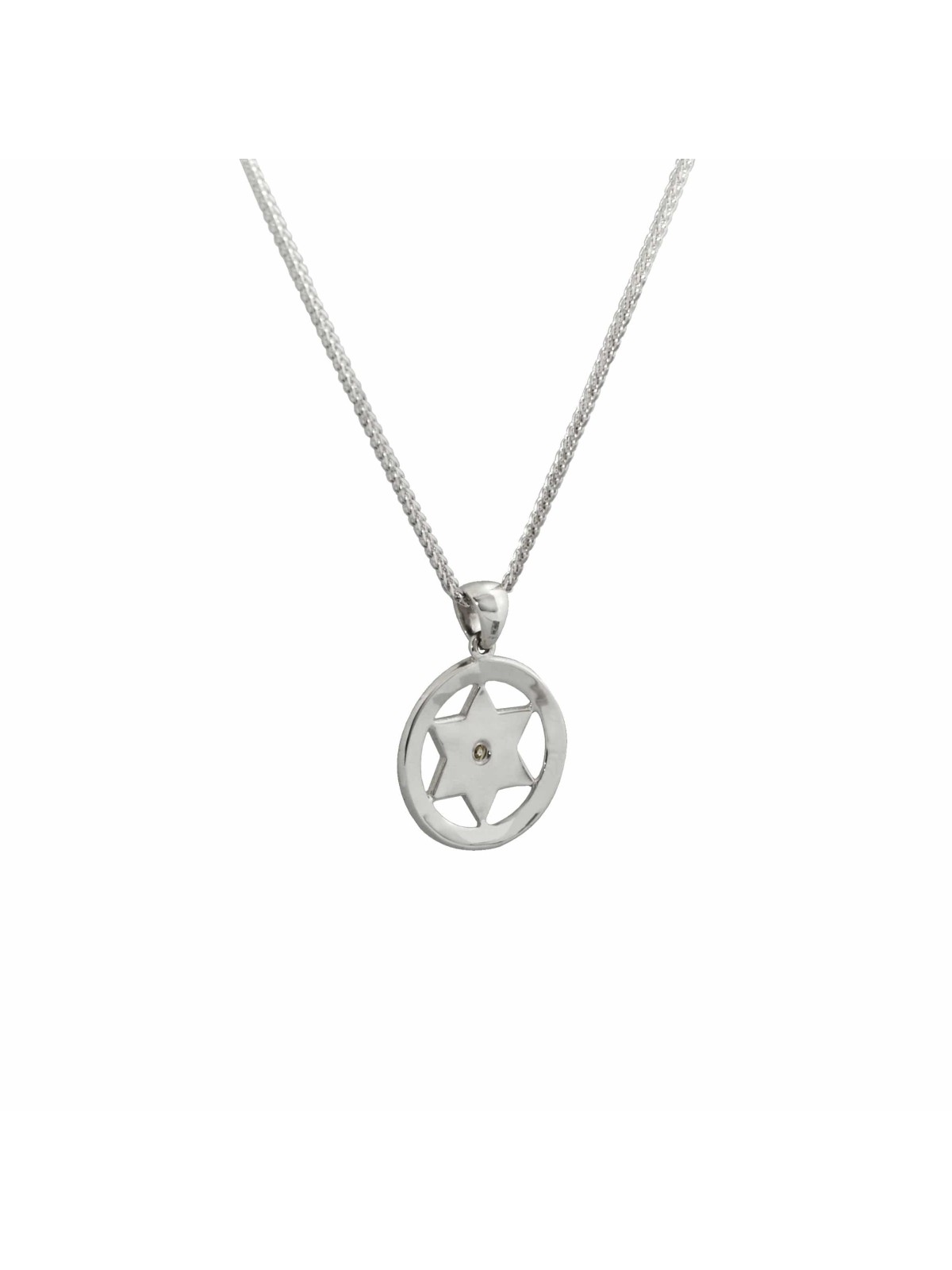 Magen David Necklace made of White Gold with Diamo , Tu B'Av Gifts , I