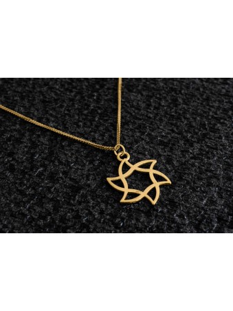 Rounded & Swirl 14K Yellow Gold Star Necklace , Jewish Wedding Gifts ,