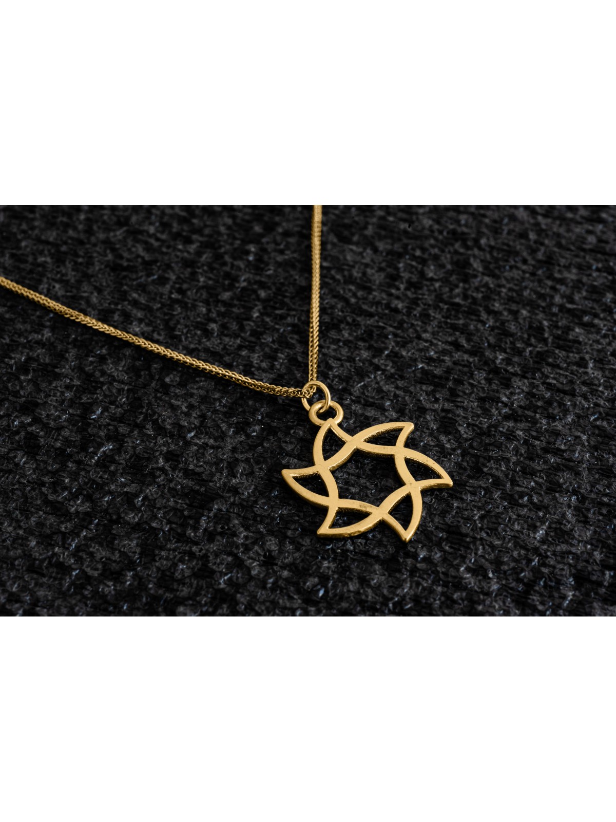 Rounded & Swirl 14K Yellow Gold Star Necklace , Jewish Wedding Gifts ,