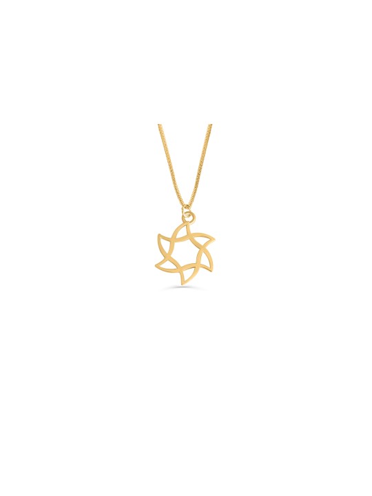 Collier étoile en or jaune arrondi et tourbillonnant 14 carats, cadeaux de mariage juif,
