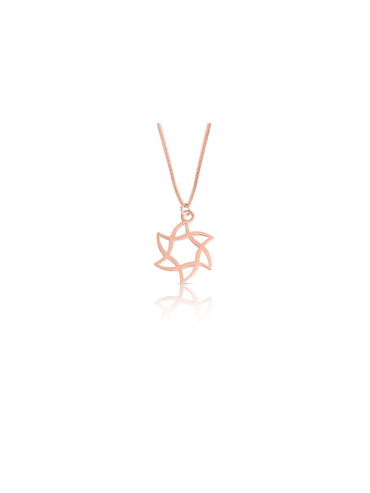 Rounded & Swirl 14K Yellow Gold Star Necklace , Jewish Wedding Gifts ,