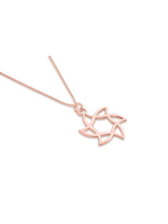 Collier étoile en or jaune arrondi et tourbillonnant 14 carats, cadeaux de mariage juif,