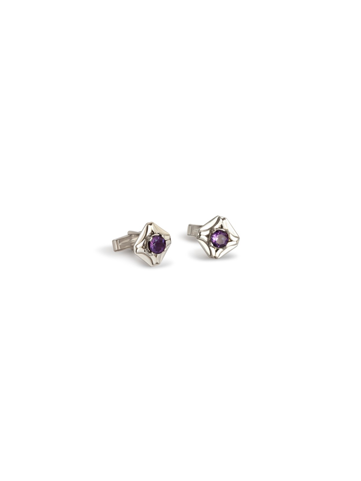 Boutons de manchette en argent avec pierres d'améthyste violettes, cadeaux Tu B'Av, israélien