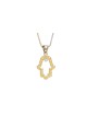 Petit pendentif Hamsa creux en or 14 carats avec solitaire, cadeaux Tu B'Av, I