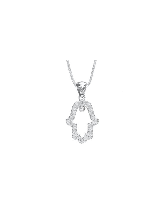 Petit pendentif Hamsa creux en or 14 carats avec solitaire, cadeaux Tu B'Av, I