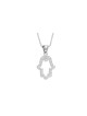 Petit pendentif Hamsa creux en or 14 carats avec solitaire, cadeaux Tu B'Av, I