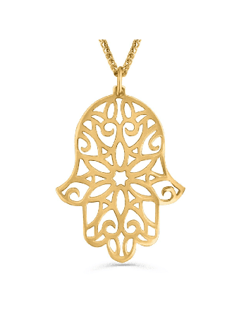 Grand collier Hamsa en filigrane en or jaune 14 carats, cadeaux de mariage juifs,