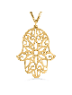 Grand collier Hamsa en filigrane en or jaune 14 carats, cadeaux de mariage juifs,