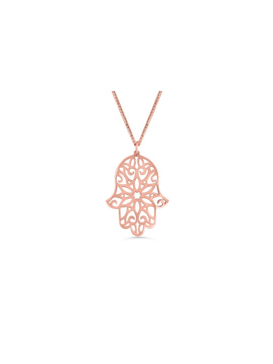 Grand collier Hamsa en filigrane en or jaune 14 carats, cadeaux de mariage juifs,