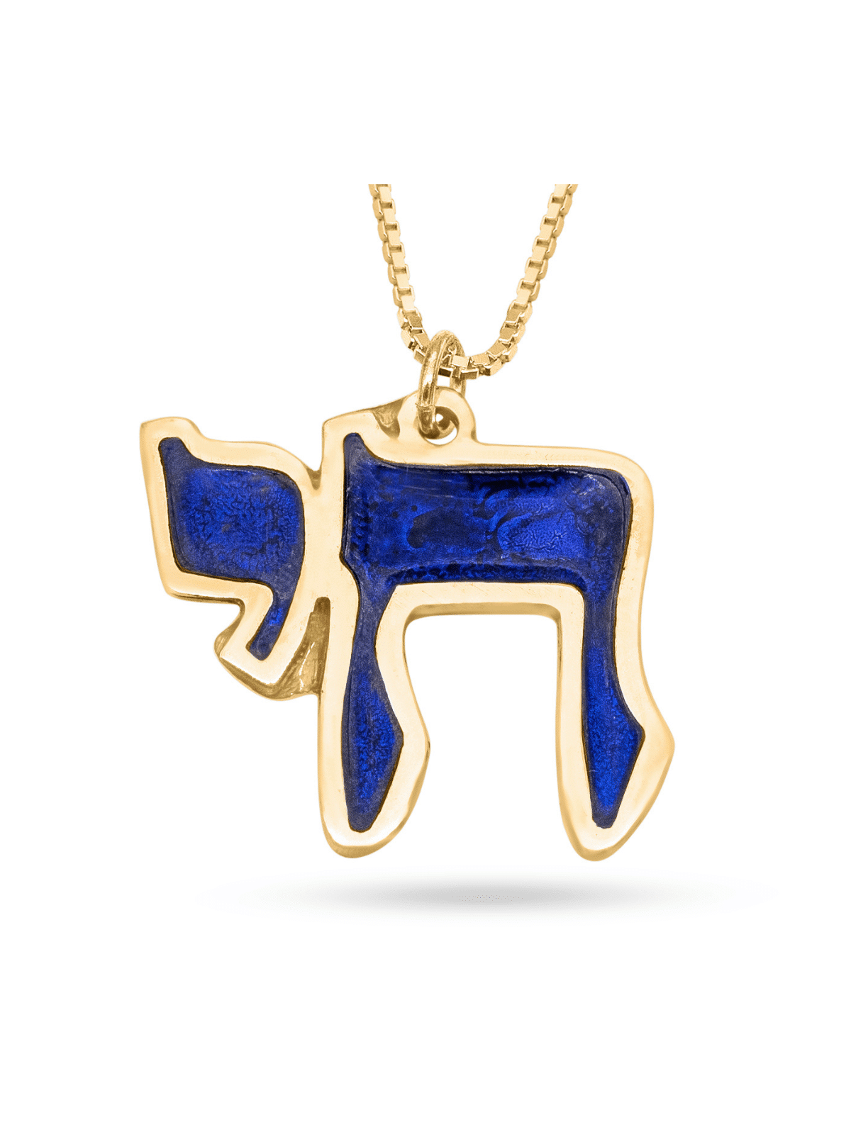 14K Small Gold Chai Pendant with Enamel , Tu B'Av Gifts , Israeli Juda