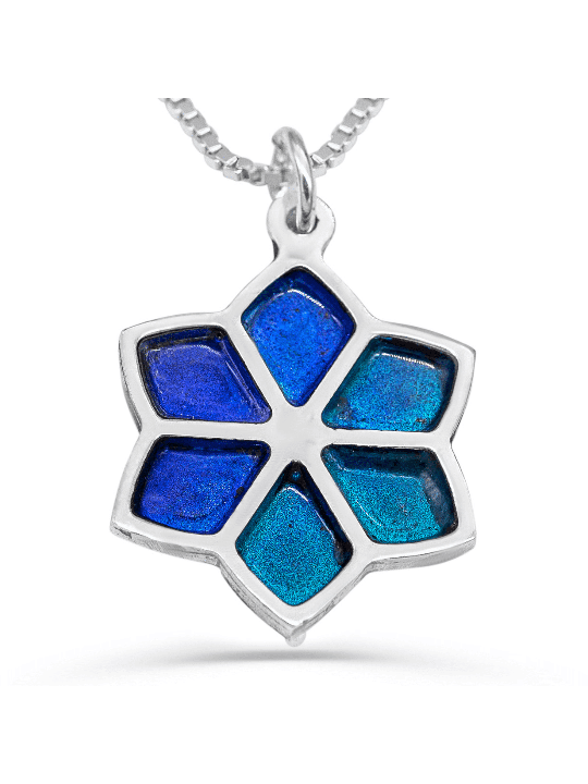 Floral Star of David Gold Pendant , Tu B'Av Gifts , Israeli Judaica