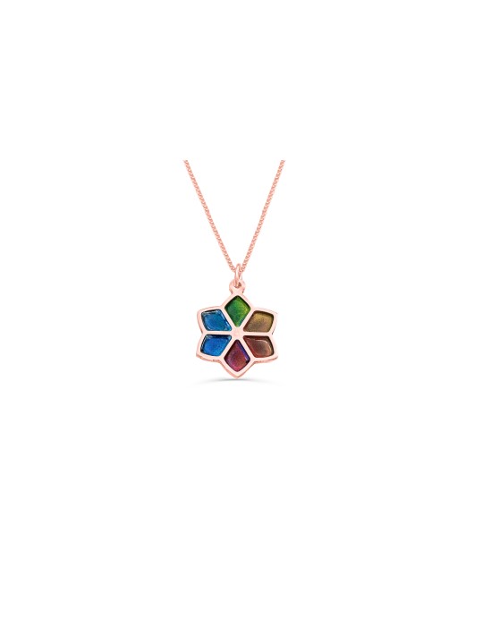 Floral Star of David Gold Pendant , Tu B'Av Gifts , Israeli Judaica
