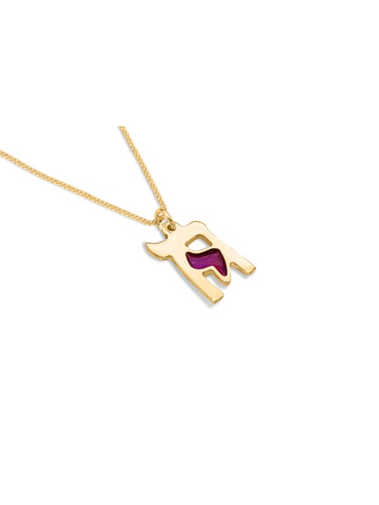 Pendentif en or émaillé Chai unique, cadeaux Tu B'Av, Judaica israélien