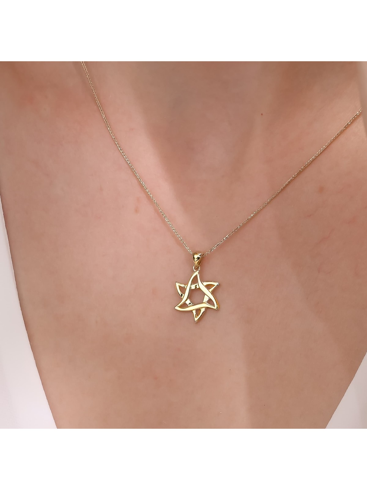 סחרור נשים זהב צהוב 14 קראט מגן דוד פנדן , מתנות ט"ו באב , א