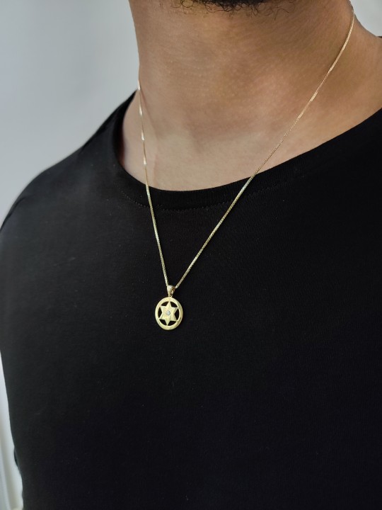 Étoile de David cerclée contemporaine en or jaune P , Cadeaux Tu B'Av , I