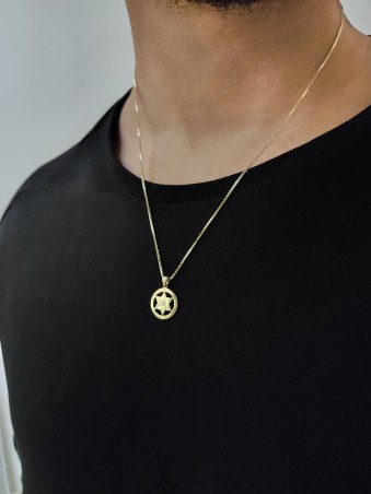 Étoile de David cerclée contemporaine en or jaune P , Cadeaux Tu B'Av , I